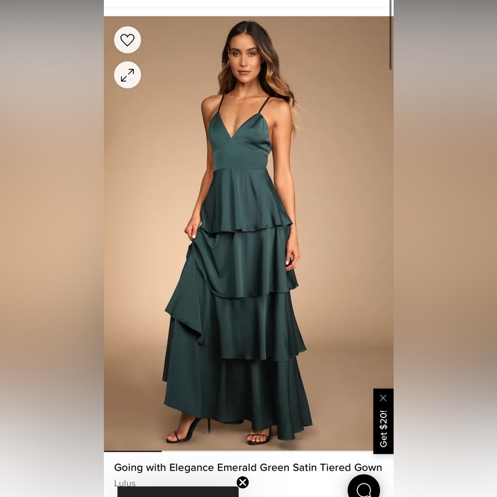 Lulus green satin tiered dress size xsmall